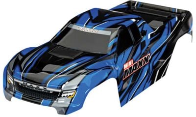 TRAXXAS Karosserie blau mit Aufkleber & Clipless: Mini-Maxx