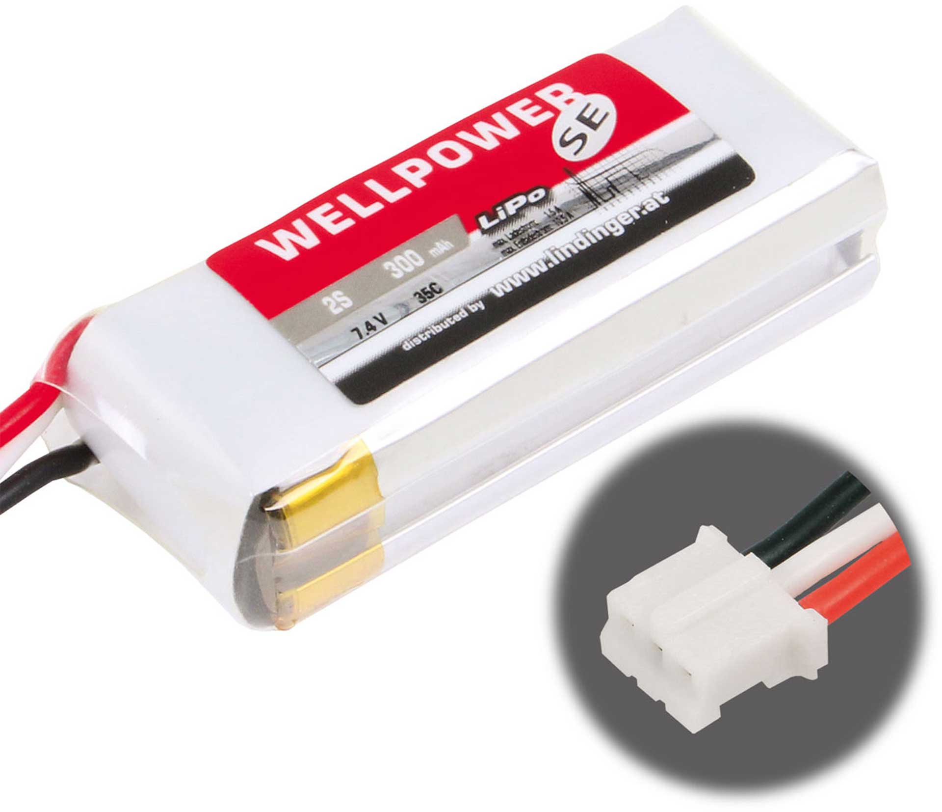 WELLPOWER LIPO AKKU SE 300 MAH / 7,4 VOLT 2S 15(30)C UMX STECKER