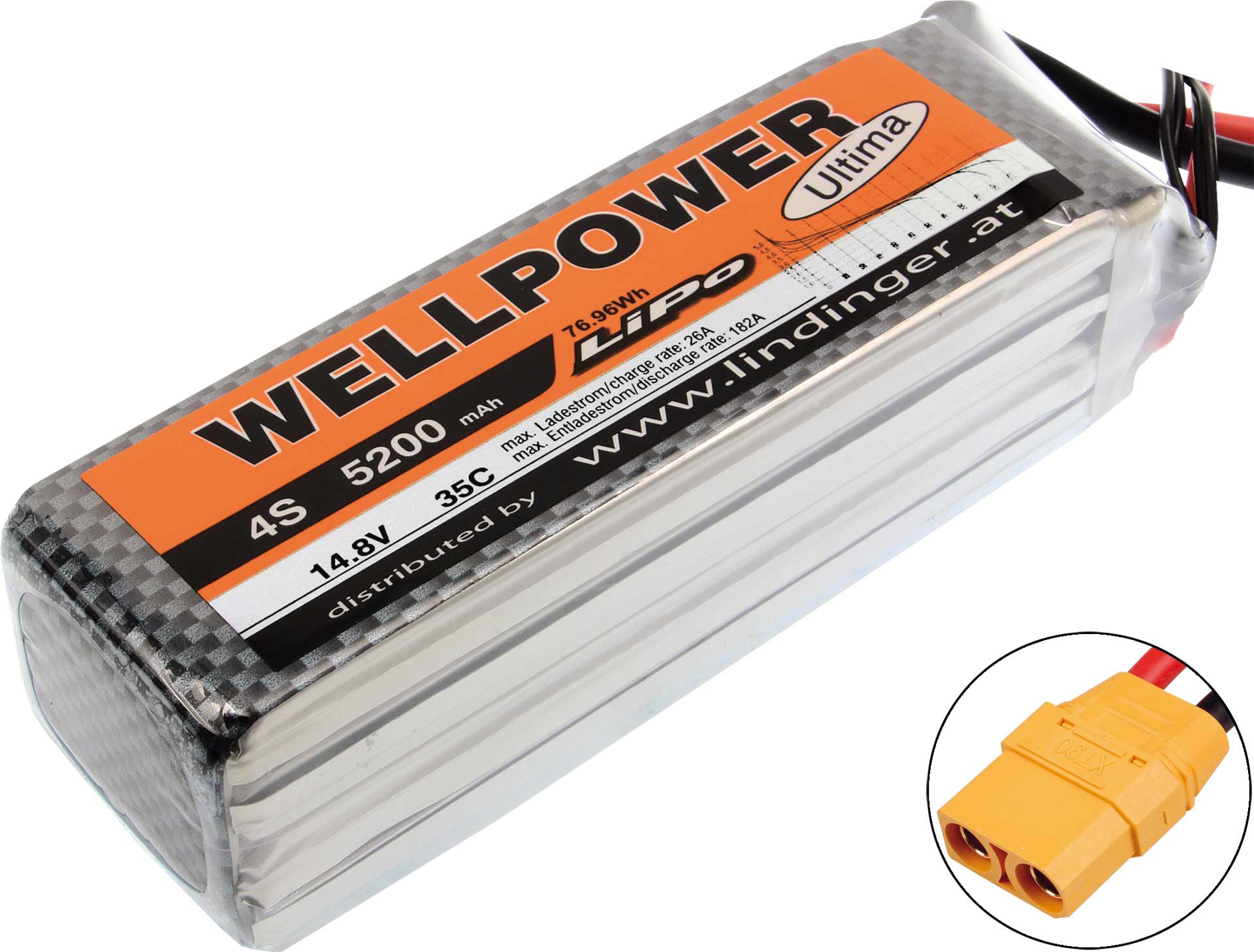 WELLPOWER LIPO AKKU ULTIMA 5200 MAH / 14,8 VOLT 4S 35/70C CH5/8 XT-90