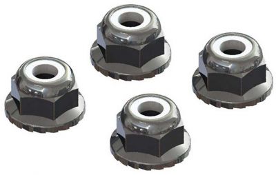 ARRMA AR708008 Flanged Nyloc Locknut 4mm Silver (4)