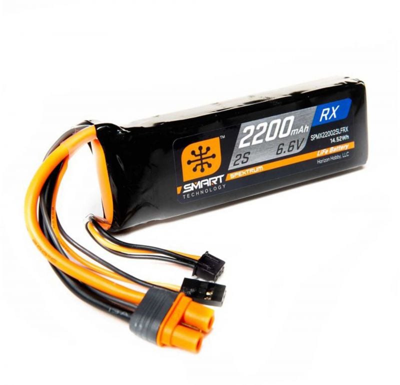 SPEKTRUM 2200mAh 2S 6.6V Smart LiFe Receiver Battery; IC3