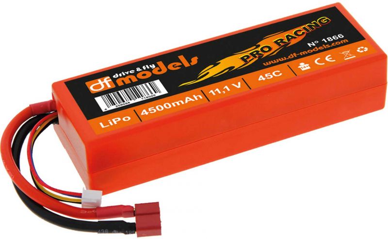 DRIVE & FLY MODELS Batterie lipo  ACCU 3S 11,1 VOLT 4500MAH 45C CAR AVEC  AVEC FICHE DEANS IM HARDCASE CARRÉ