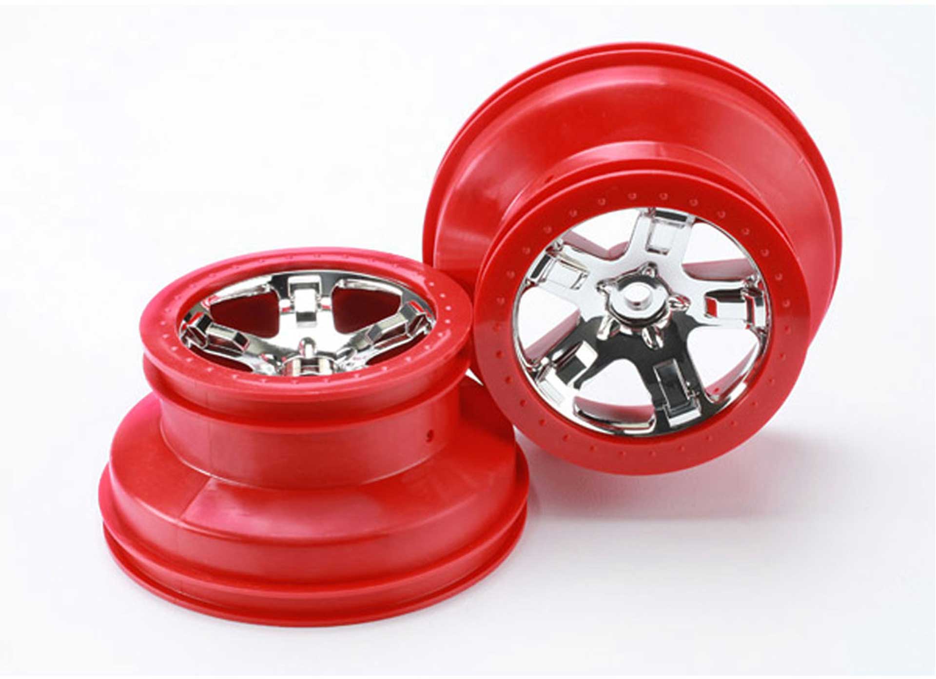 TRAXXAS Felgen SCT chrome / rot 2WD hinten