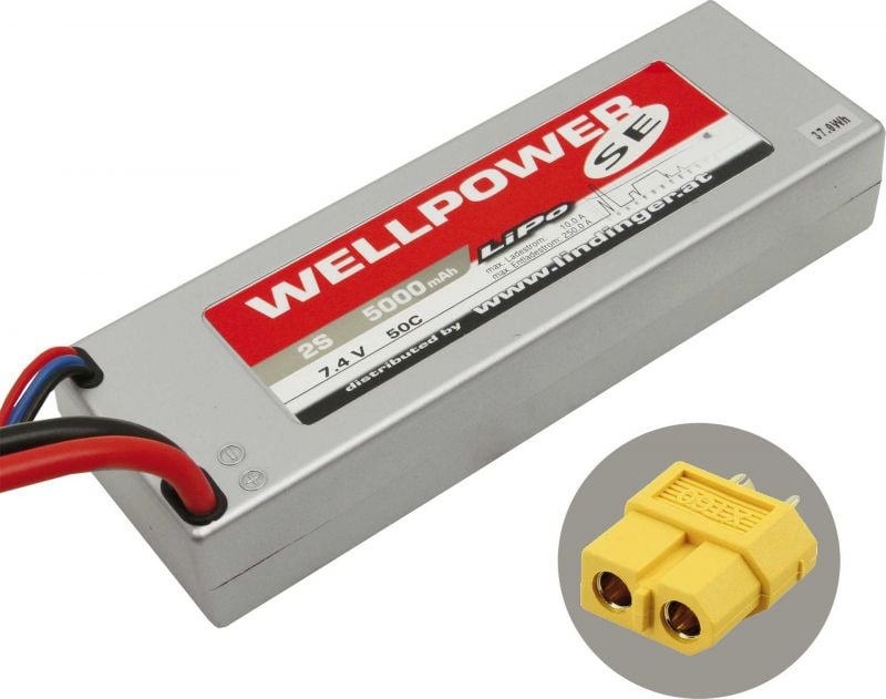 WELLPOWER LIPO BATTERY  PACK SE CAR 5000 MAH / 7,4 VOLT 2S 50/100C