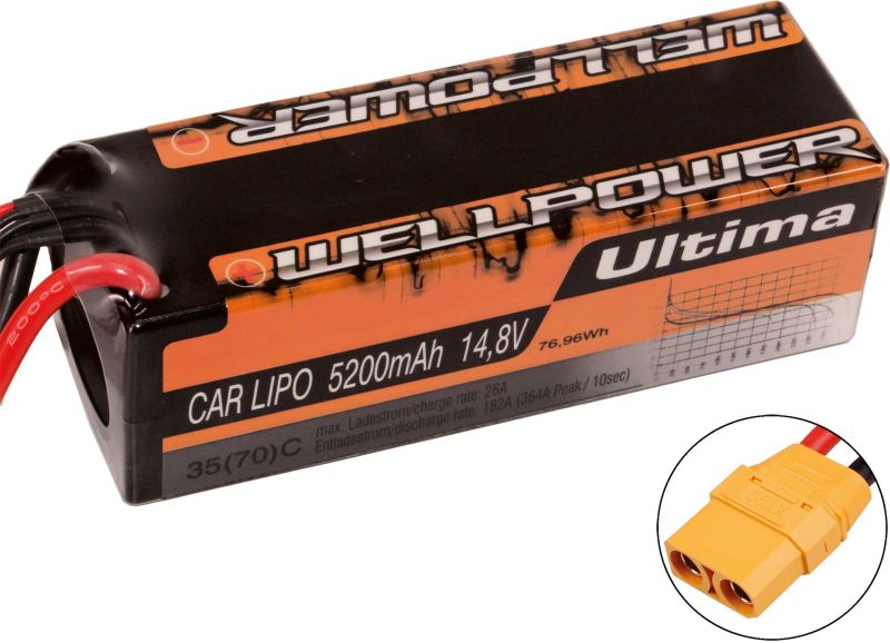 WELLPOWER LIPO BATTERY ULTIMA CAR 5200 MAH / 14.8 VOLT 4S 35/70C XT-90