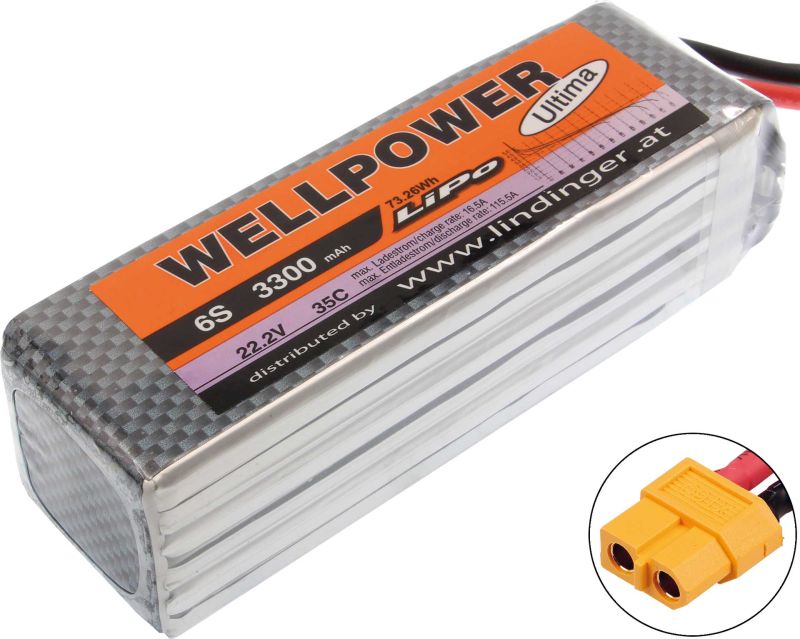 WELLPOWER LIPO AKKU ULTIMA 3300 MAH / 22,2 VOLT 6S 35/70C CH5/8 XT-60