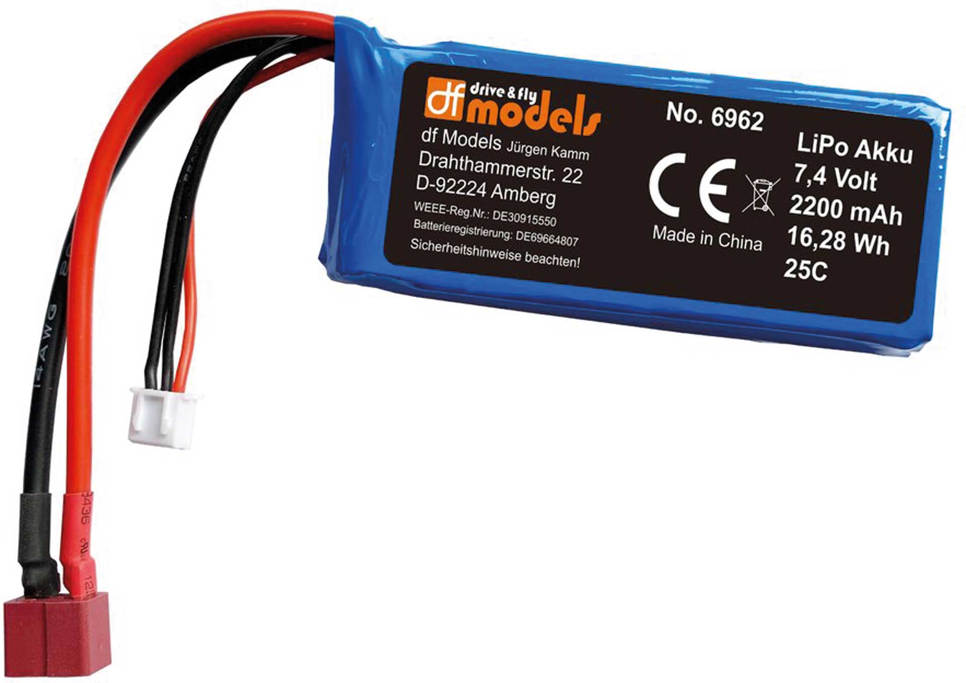 DRIVE & FLY MODELS Accu Lipo 7,4V 2200mah