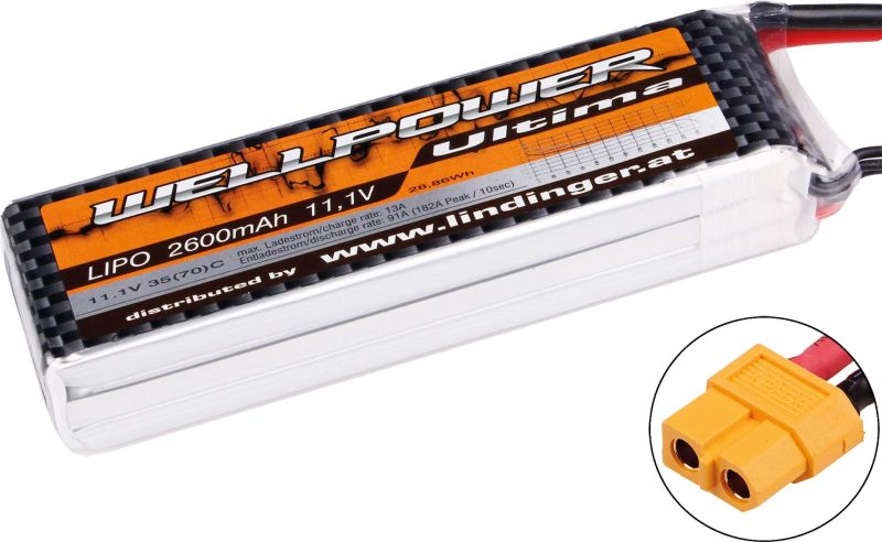 WELLPOWER Lipo Akku Ultima 2600 mAh / 11,1 Volt 3S 35/70C CH5/8 XT-60