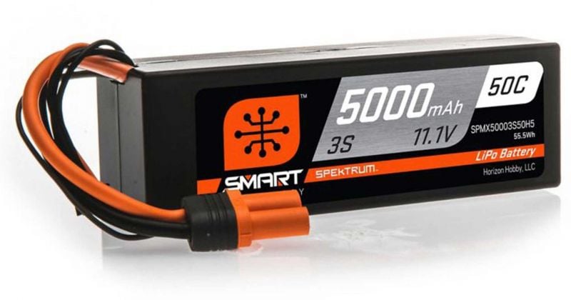 SPEKTRUM 5000mAh 3S 11.1V 50C Smart LiPo Hardcase; IC5