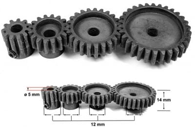 ABSIMA Pignon moteur 16 dents / module 1.0 / 5mm Perçage / Acier