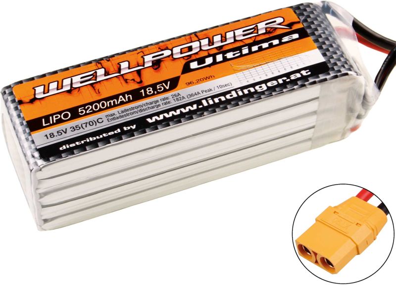 WELLPOWER Batterie lipo  accu  ULTIMA 5200 mAh / 18,5 Volt 5S 35/70C CH5 XT-90 "Light"