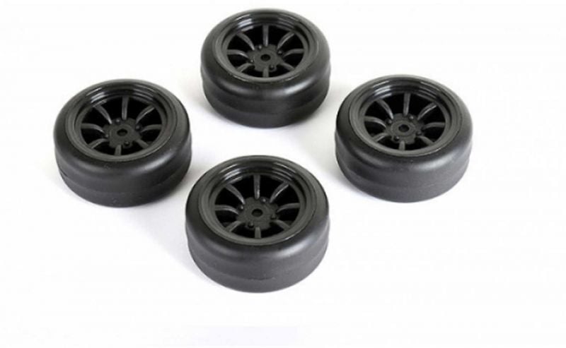 CARTEN M-DRIFT TIRES+WHEELS 8 SPOKE BLACK +1MM (4PCS)