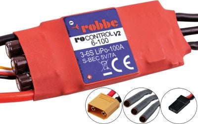 Robbe Modellsport RO-CONTROL 6-100 V2 3-6S -100(120A)5V/7A régulateur SWITCH BEC