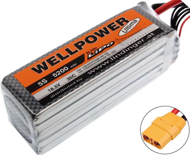 WELLPOWER LIPO AKKU ULTIMA 5200 MAH / 18,5 VOLT 5S 35/70C CH5/8 XT-90