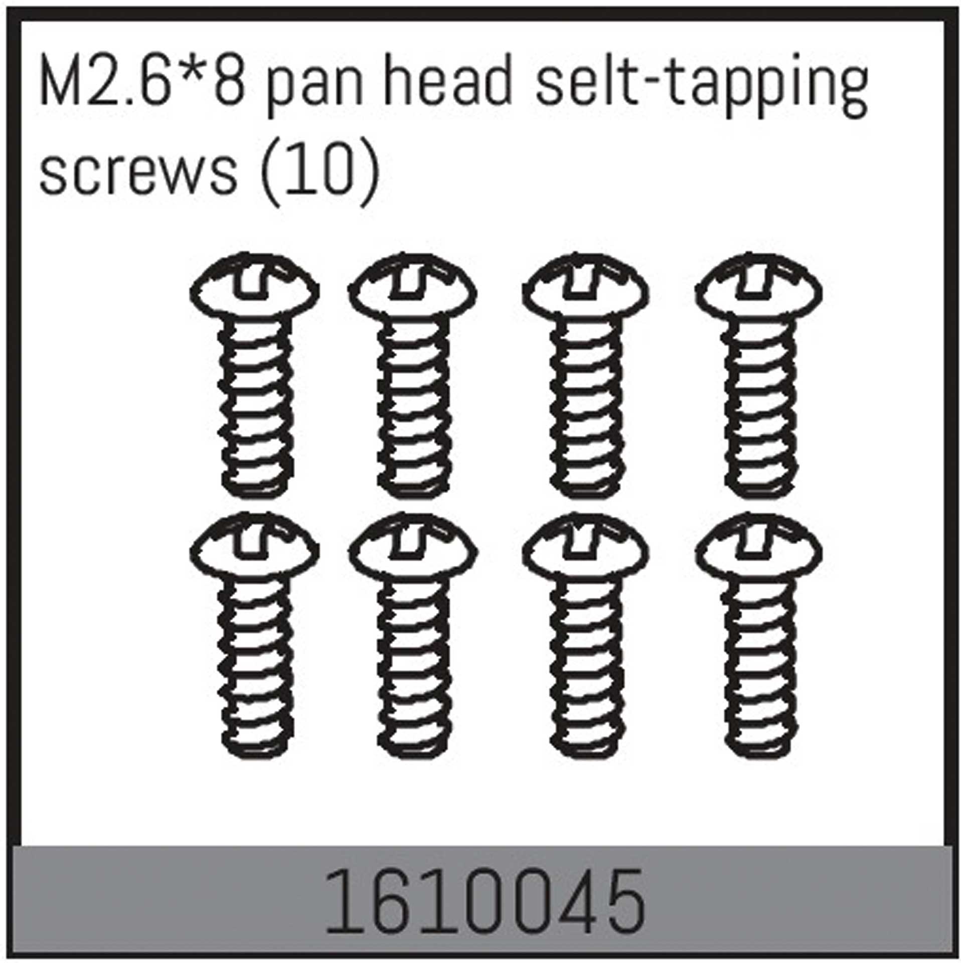 ABSIMA M2.6*8 pan-head screws with self-tapping head (10)