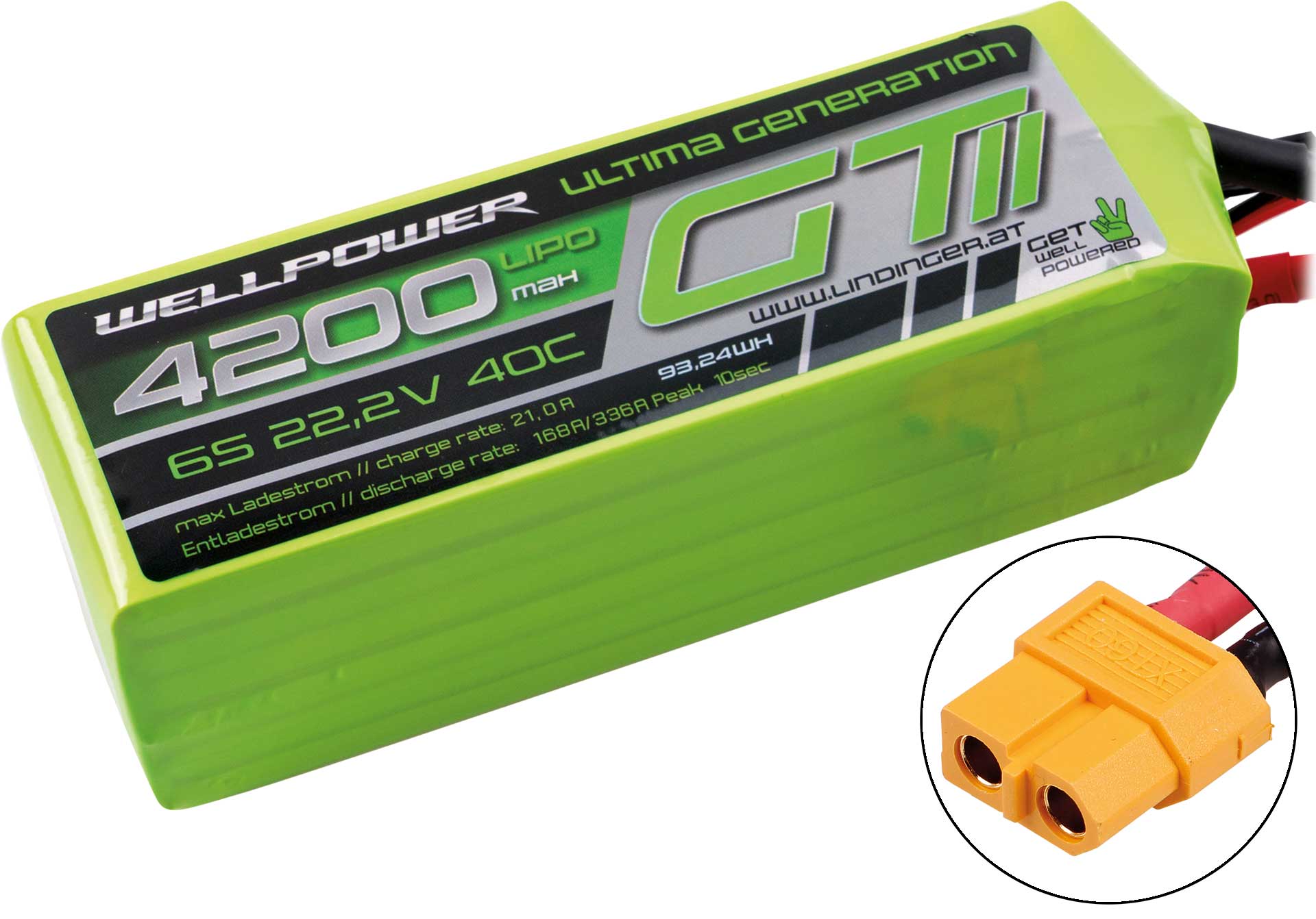 WELLPOWER LIPO AKKU ULTIMA GT II 4200 MAH / 22,2 Volt 6S 40/80C CH5/8 xt-60