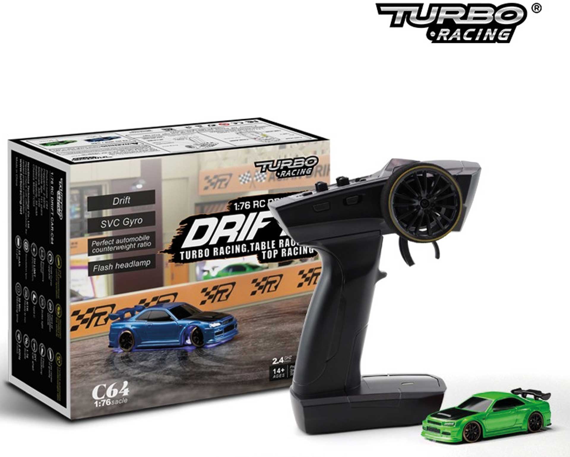 Turbo Racing 1 76 C64 Drift RC Car RTR Metallicgrün