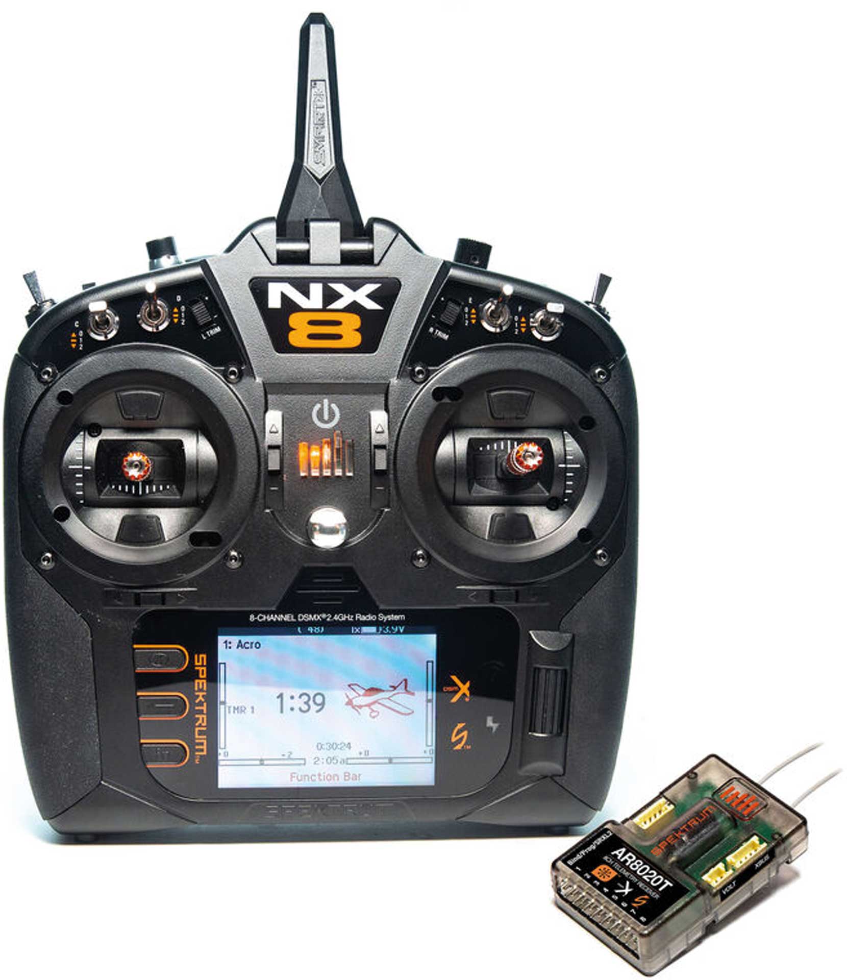 SPEKTRUM NX8 8 VOIES AVEC RÉCEPTEUR AR8020T Telemetrie RADIOCOMMANDE RC 2,4GHZ