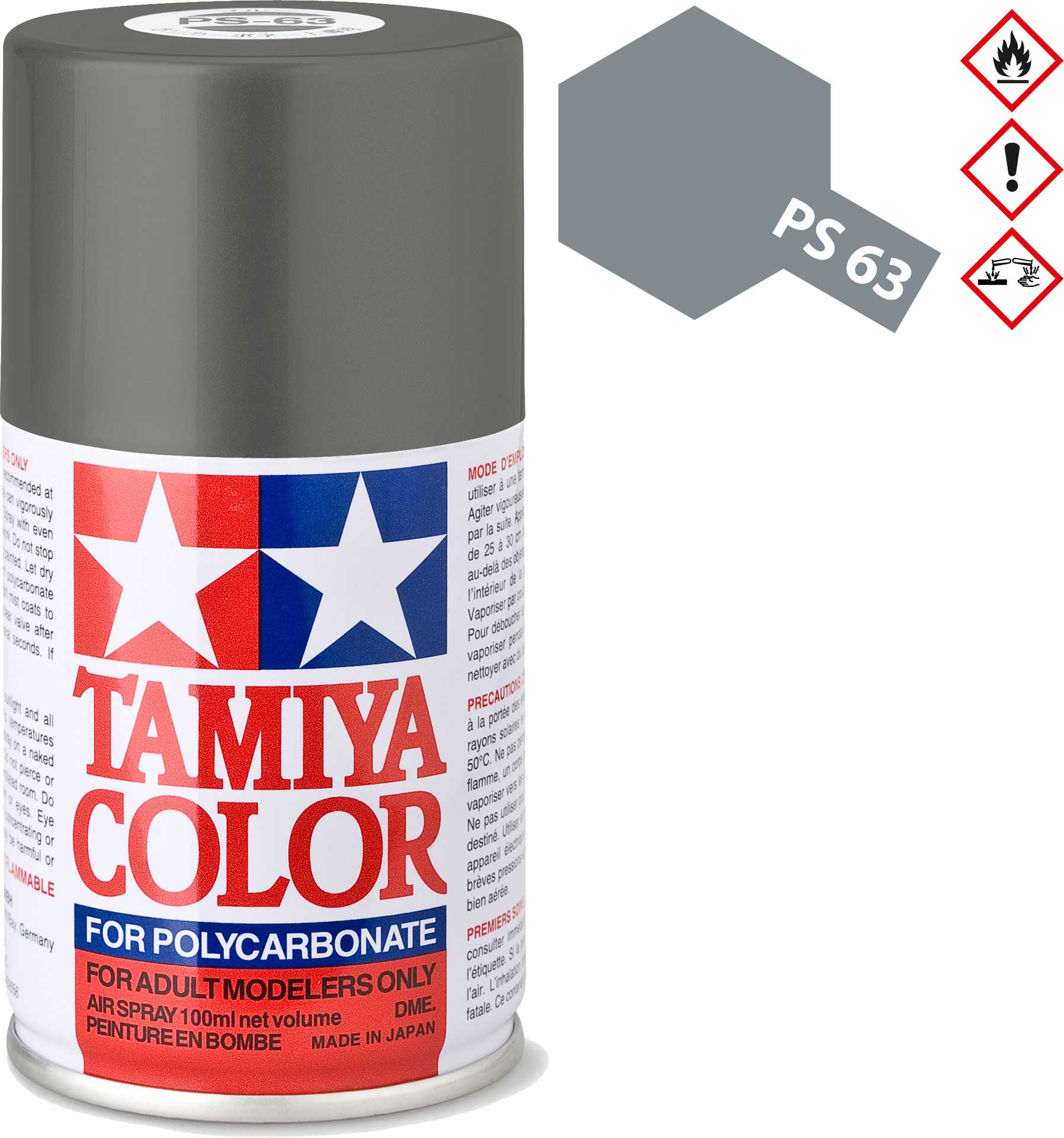 TAMIYA PS-63 Hell Gun Metall Grau Polycarbonat Spray 100ml