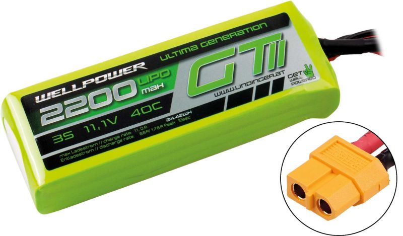 WELLPOWER LIPO AKKU ULTIMA GT II 2200 MAH / 11,1 Volt 3S 40/80C CH5/8 XT-60