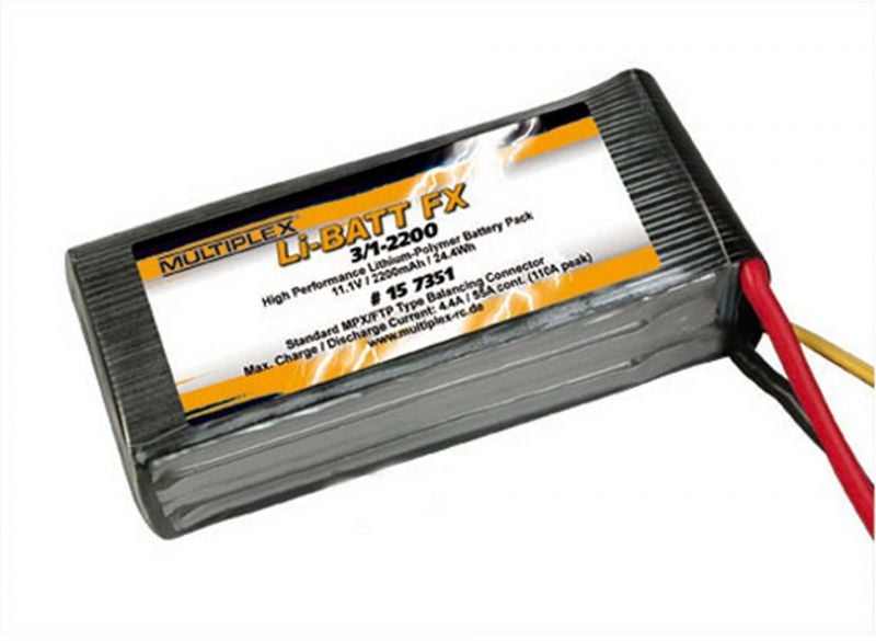 MULTIPLEX LIPO AKKU LI-BATT 2200 MAH / 11,1 VOLT 3S FX 3/1-2200 (M6) MPX