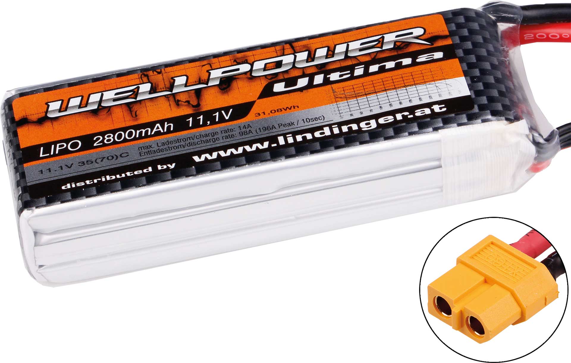 WELLPOWER Lipo Akku Ultima 2800 mAh / 11,1 Volt 3S 35/70C CH5/8 XT-60