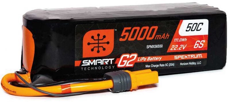 SPEKTRUM 5000mAh 6S 22.2V Smart G2 LiPo 50C; IC5