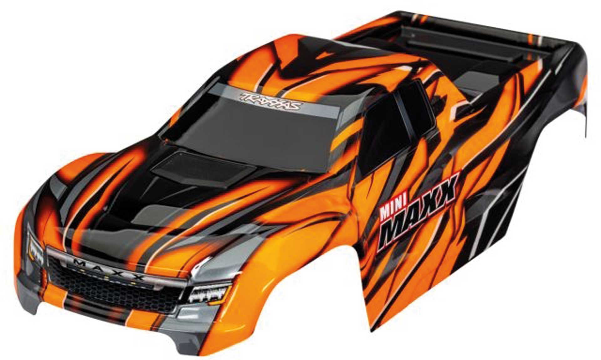 TRAXXAS Karosserie orange mit Aufkleber & Clipless: Mini-Maxx