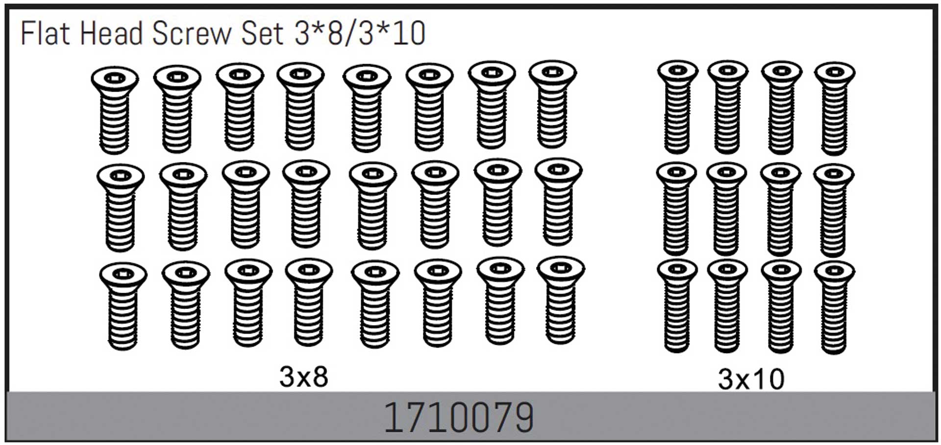 Absima Mamba 7 : Set de vis à tête fraisée 3*8/3*10