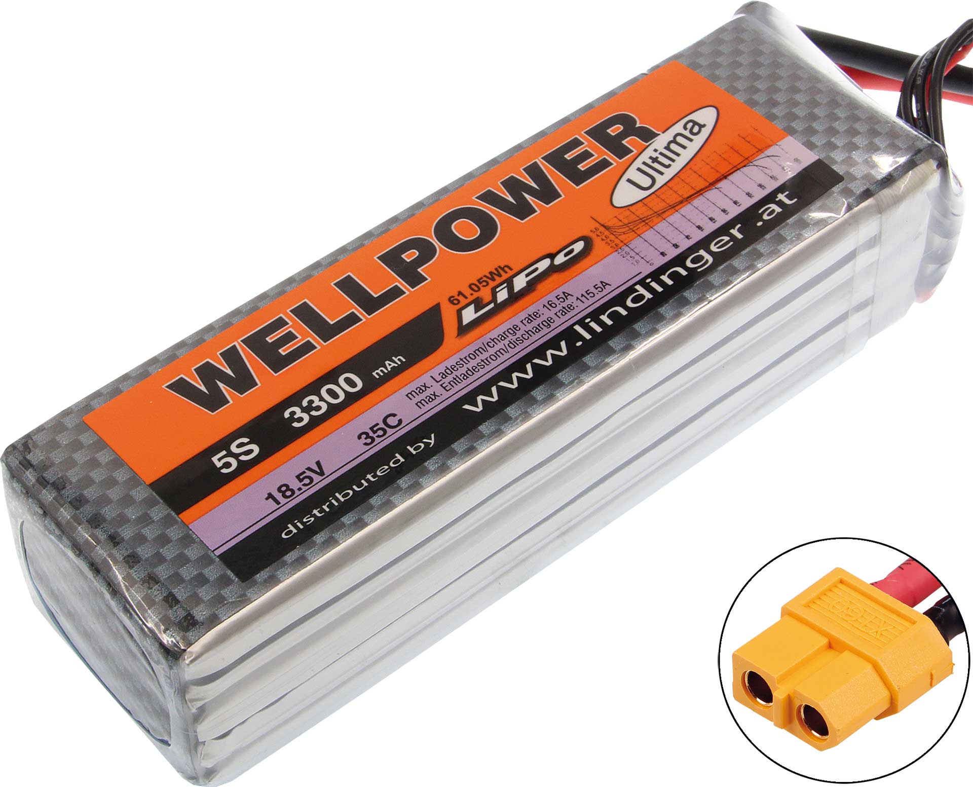 WELLPOWER Batterie lipo  ACCU ULTIMA 3300 MAH / 18,5 VOLT 5S 35/70C CH5/8 XT-60