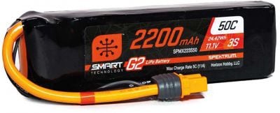 SPEKTRUM 2200mAh 3S 11.1V Smart G2 LiPo 50C; IC3 Batterie Lipo