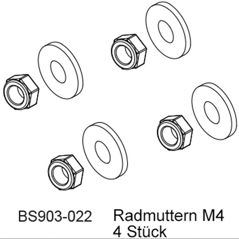 D-Power Écrous de roue M4 (4 pièces) - BEAST BX / TX