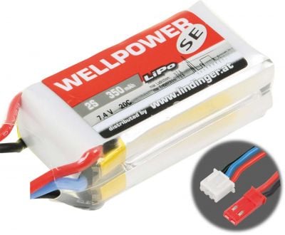 WELLPOWER LIPO AKKU SE 350 MAH / 7,4 VOLT 2S 15/30C CH2 MIT BEC BUCHSE