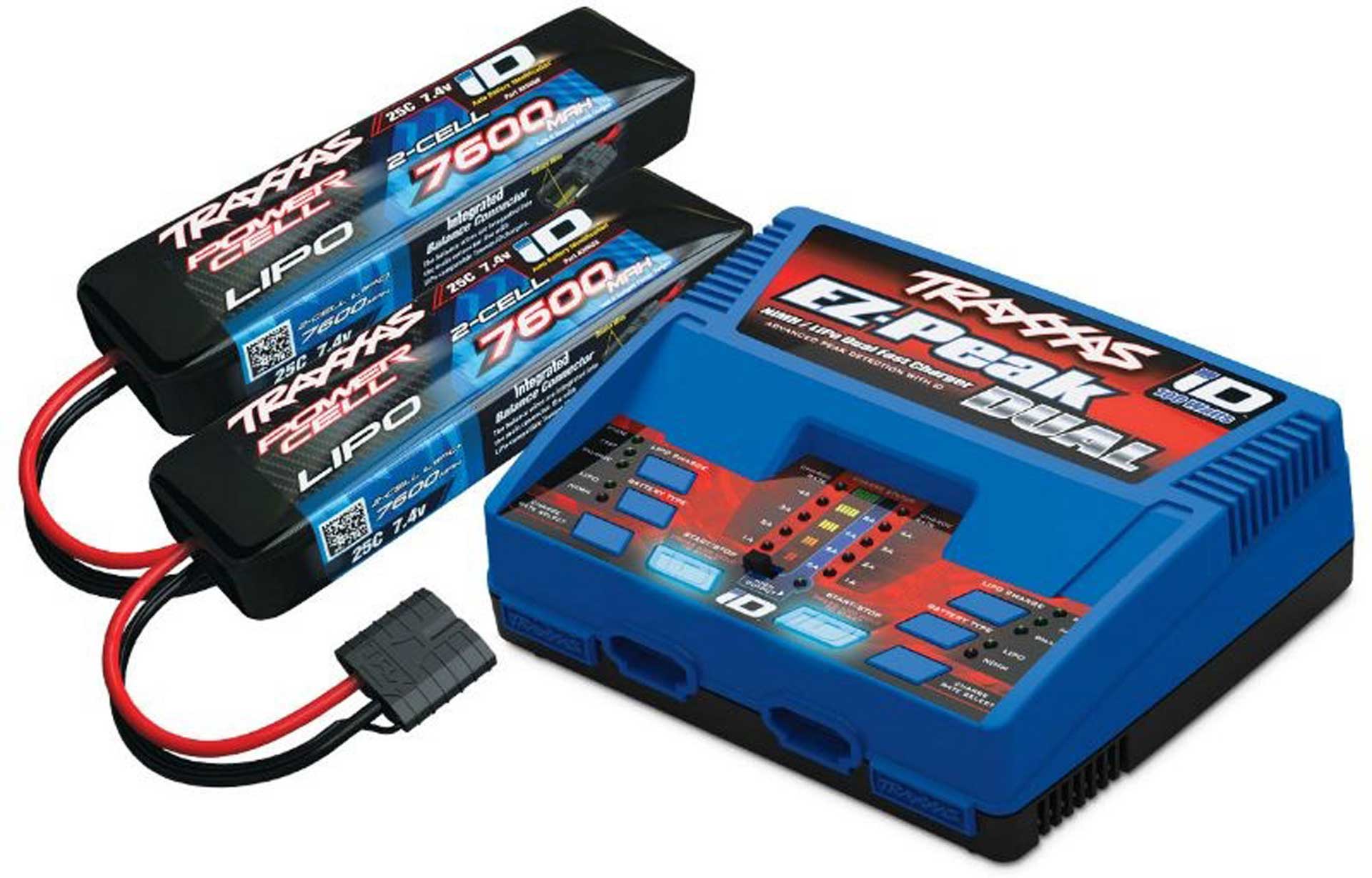 TRAXXAS DUAL EZ-Peak Plus-Lader 2972G + 2x 2S Lipo 7600mAh 2869X