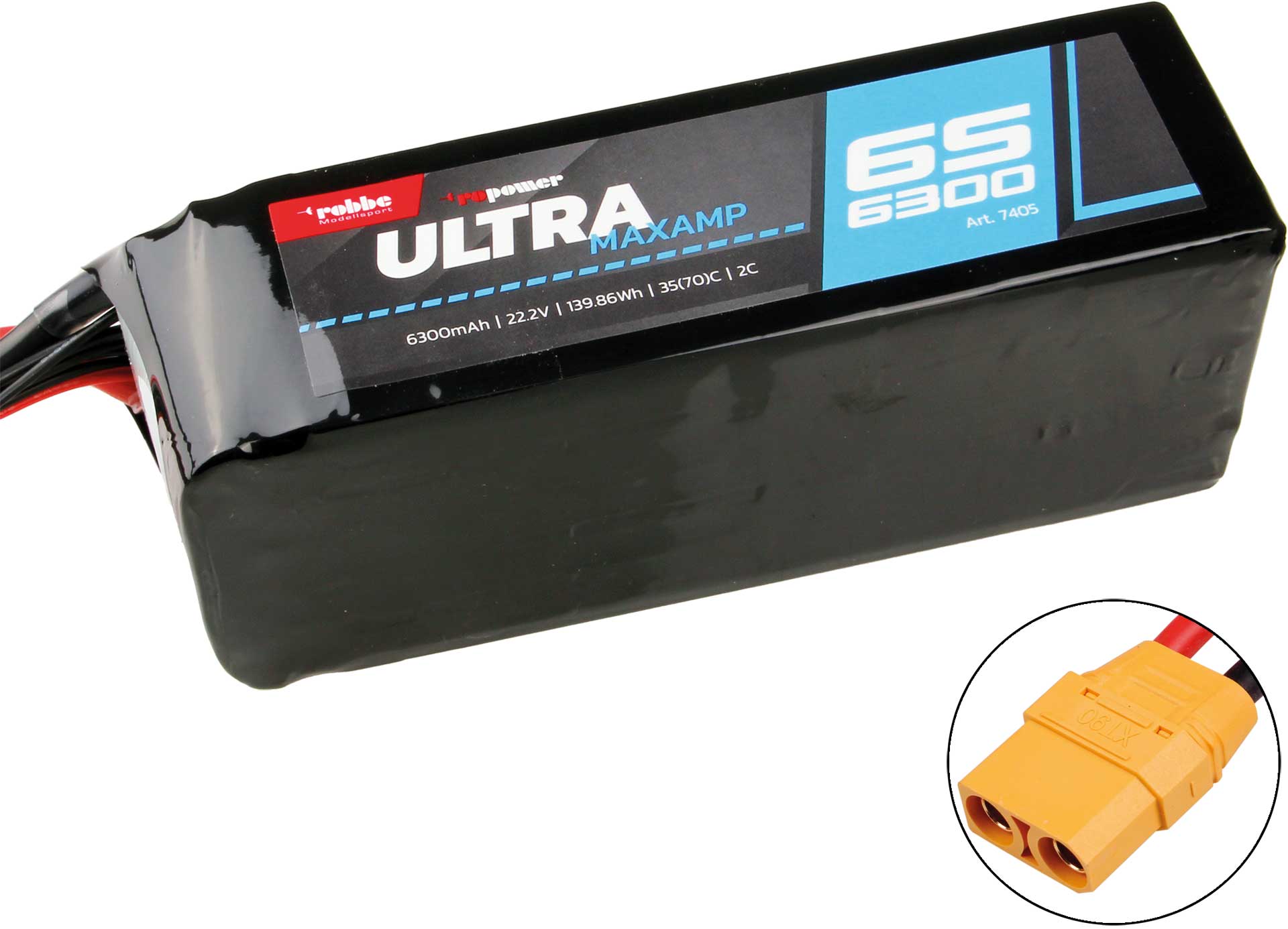 Robbe Modellsport RO-POWER ULTRA MAXAMP 6300MAH 22,2 VOLT 6S 35(70)C LIPO AKKU XT-90