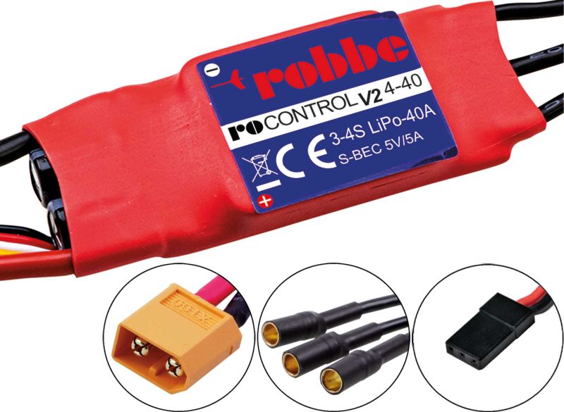 Robbe Modellsport RO-CONTROL 4-40 V2 3-4S -40(60)A 5V/5A B SWITCH BEC Regler