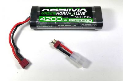 ABSIMA GREENHORN NIMH STICK PACK 7.2V 4200MAH AKKU MIT T-PLUG STECKER + TAMIYA ADAPTER