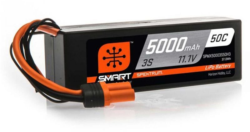 SPEKTRUM 5000mAh 3S 11.1V 50C Smart LiPo Boîtier rigide ; IC3