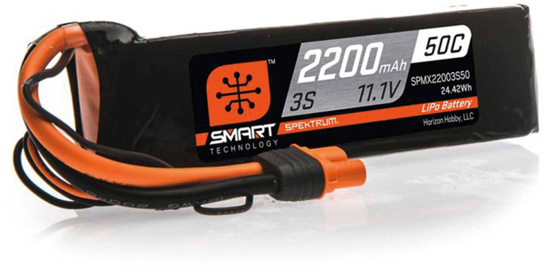 SPEKTRUM 2200mAh 3S 11.1V 50C Smart LiPo Battery ; IC3