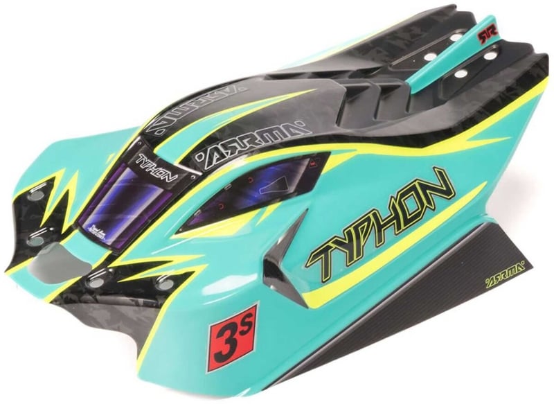 ARRMA 1/8 Clipless Painted Decaled Body Vert/jaune : TYPHON 4X4