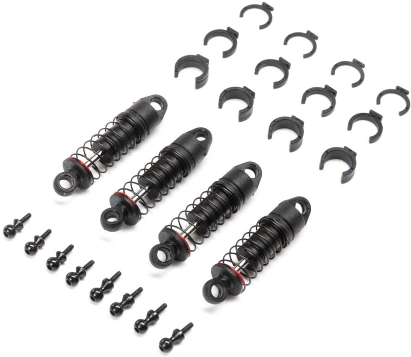 AXIAL Oil Shock Set 6mm, (.213 lbs/in Red): SCX24 (4)